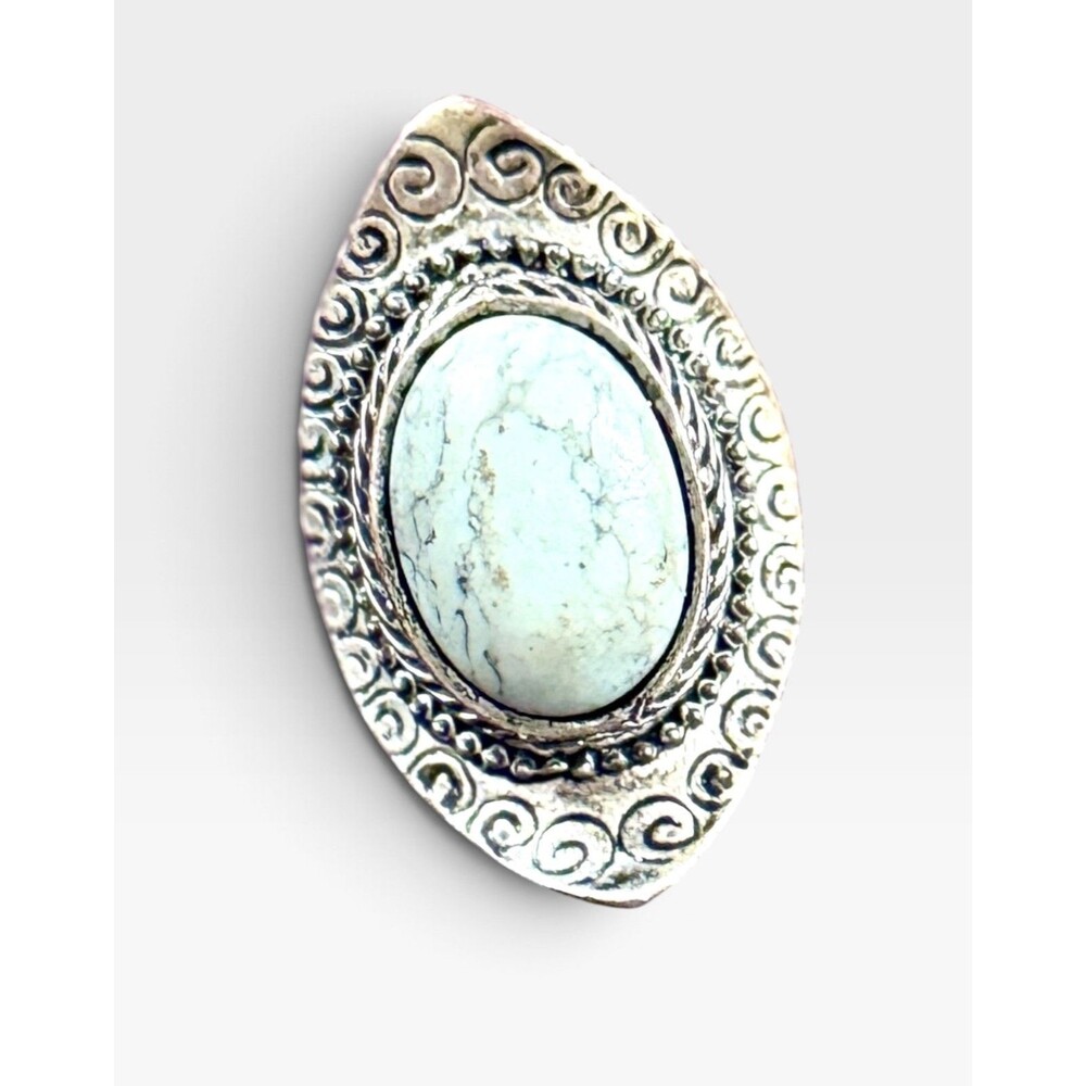 Vintage Style Faux Turquoise Teardrop Statement Ring Boho Southwestern